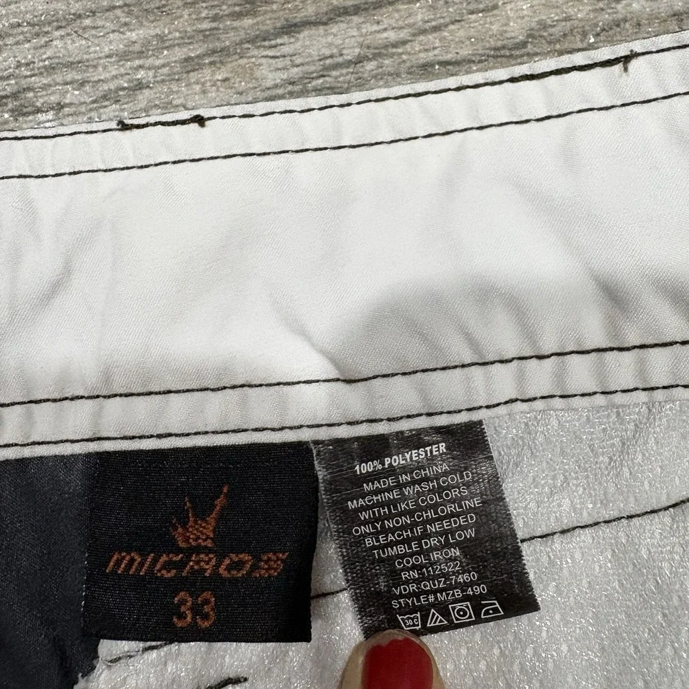 Micros Y2K Men's Board Shorts Swim White Black Sz 33